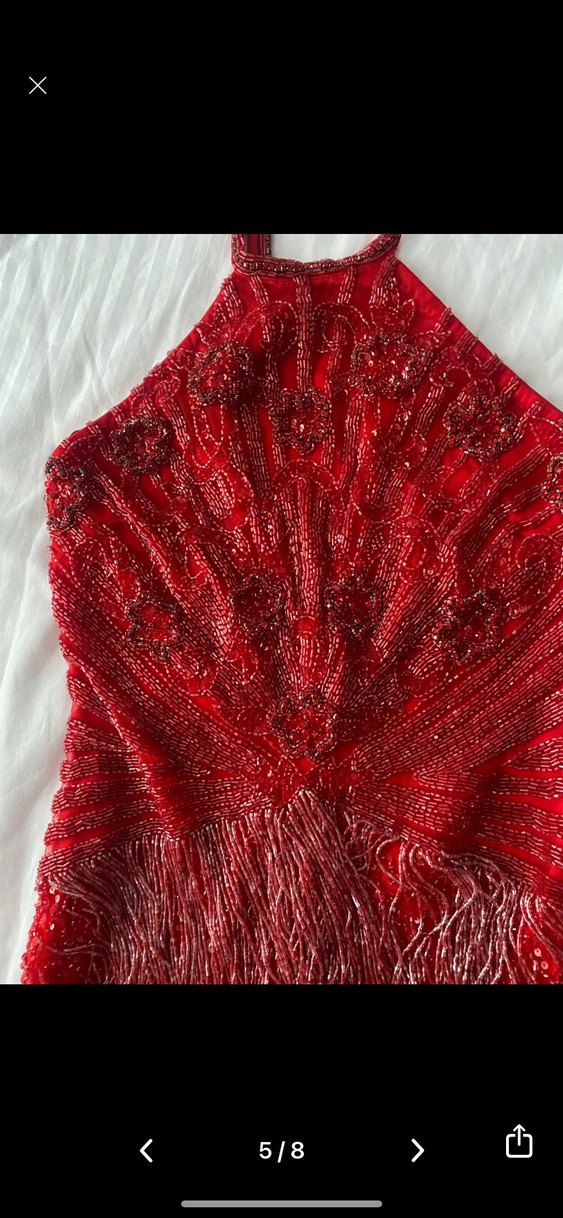 ALYA Kırmızı İşlemeli Mini Abiye Elbise - Görsel 5