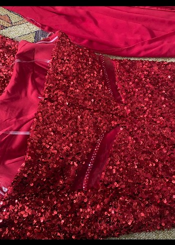 Kırmızı payetli abiye - Görsel 6