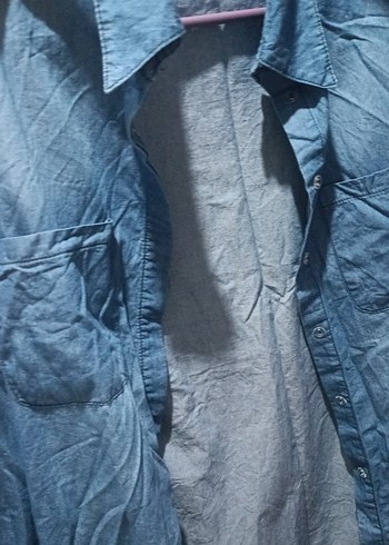 2K Düğmeli Mavi Denim Kadın Gömlek pantolon