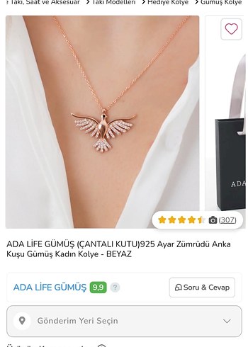 925 Ayar Zümrütlü Anka Kuşu Gümüş Kolye