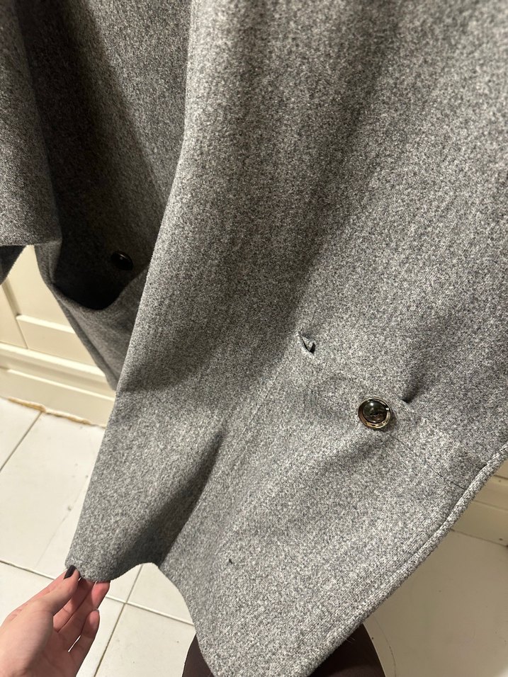 Gri Yünlü Midi Kaban - Görsel 2