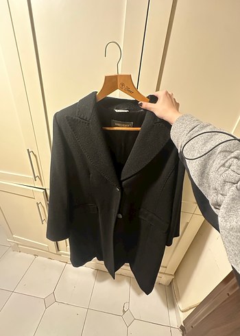 Marina Rinaldi Siyah Yün Kaban - Görsel 2