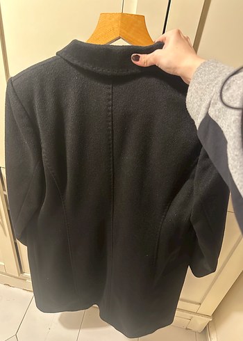 Marina Rinaldi Siyah Yün Kaban - Görsel 7