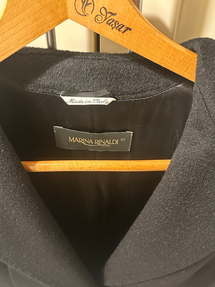 Marina Rinaldi Siyah Yün Kaban - Görsel 3