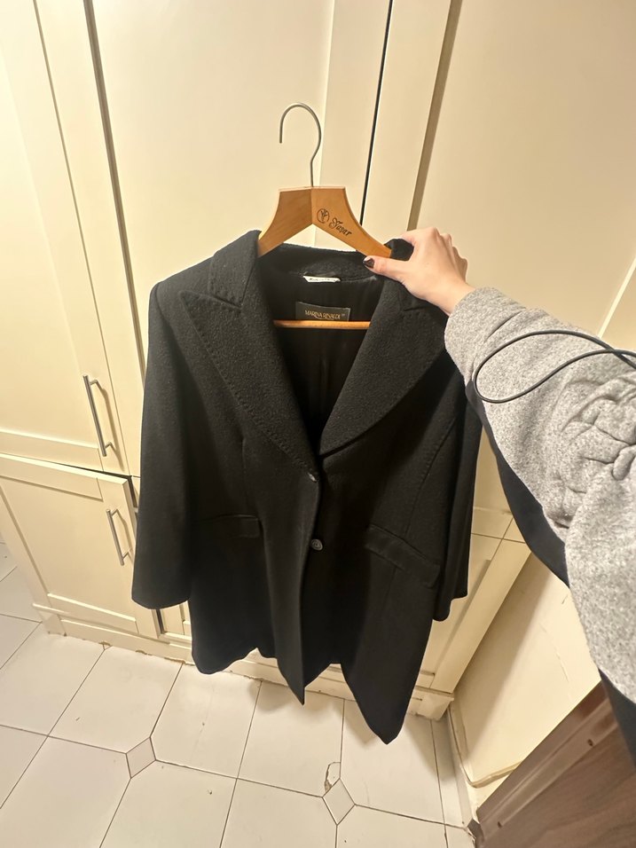 Marina Rinaldi Siyah Yün Kaban - Görsel 2