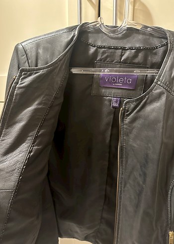 Violeta Mango Siyah Deri Ceket - Görsel 4