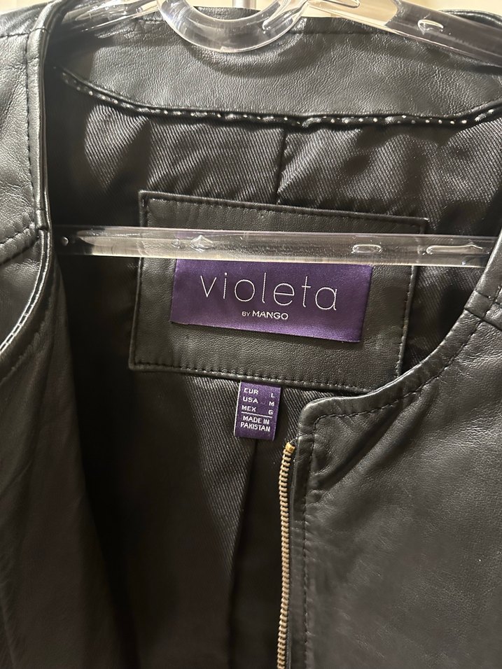 Violeta Mango Siyah Deri Ceket - Görsel 5