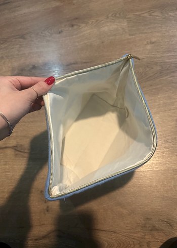 Mavi Fermuarlı Kadın Makyaj Çantası - Görsel 3