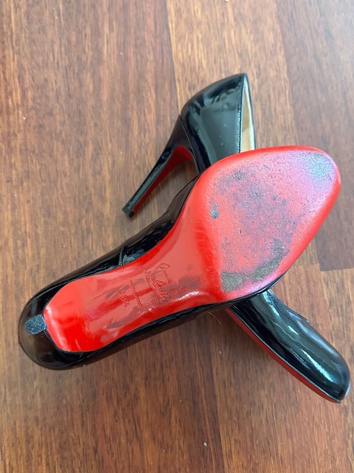 Christian Louboutin Rugan Siyah Stiletto - Görsel 5