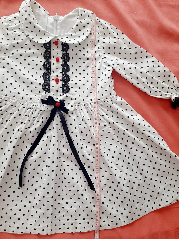 Puantiye Desenli Kız Çocuk Pamuk Elbise - Görsel 3