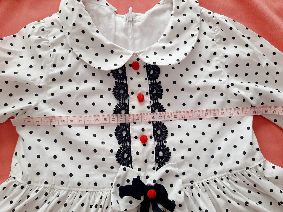 Puantiye Desenli Kız Çocuk Pamuk Elbise - Görsel 4