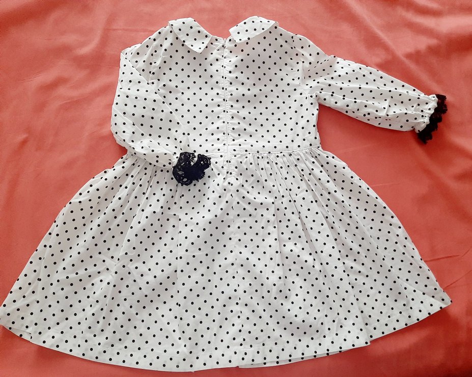 Puantiye Desenli Kız Çocuk Pamuk Elbise - Görsel 2