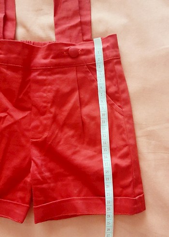 kırmızı askılı kısa tulum - Görsel 5