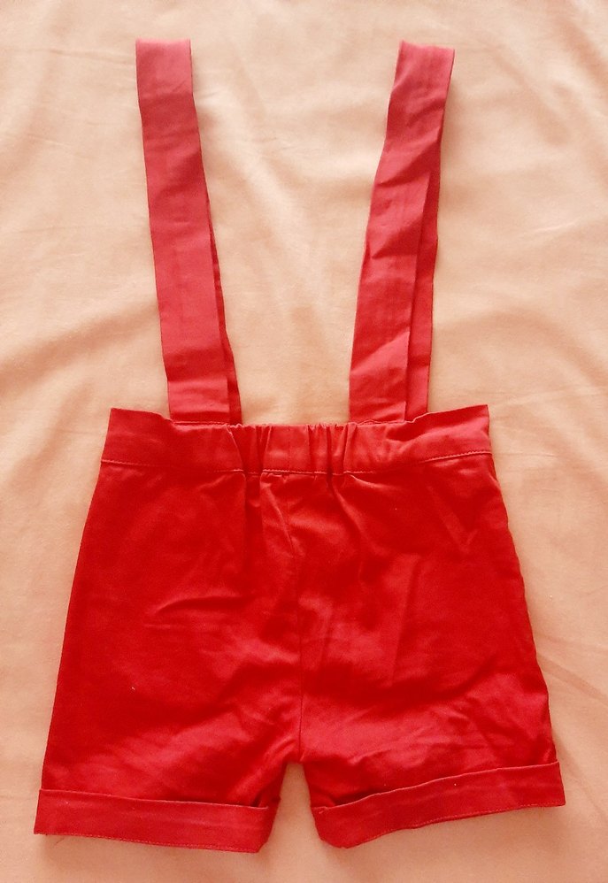 kırmızı askılı kısa tulum - Görsel 3