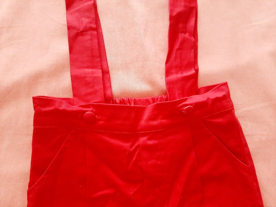 kırmızı askılı kısa tulum - Görsel 2