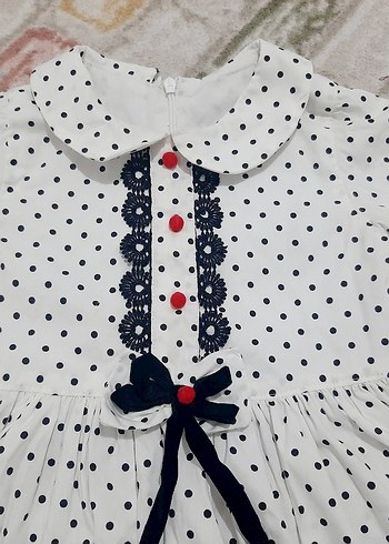 Puantiye Desenli Pamuklu Kız Elbisesi - Görsel 2