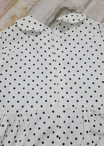 Puantiye Desenli Pamuklu Kız Elbisesi - Görsel 4