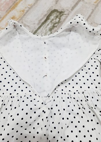 Puantiye Desenli Pamuklu Kız Elbisesi - Görsel 5