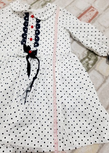 Puantiye Desenli Pamuklu Kız Elbisesi - Görsel 7