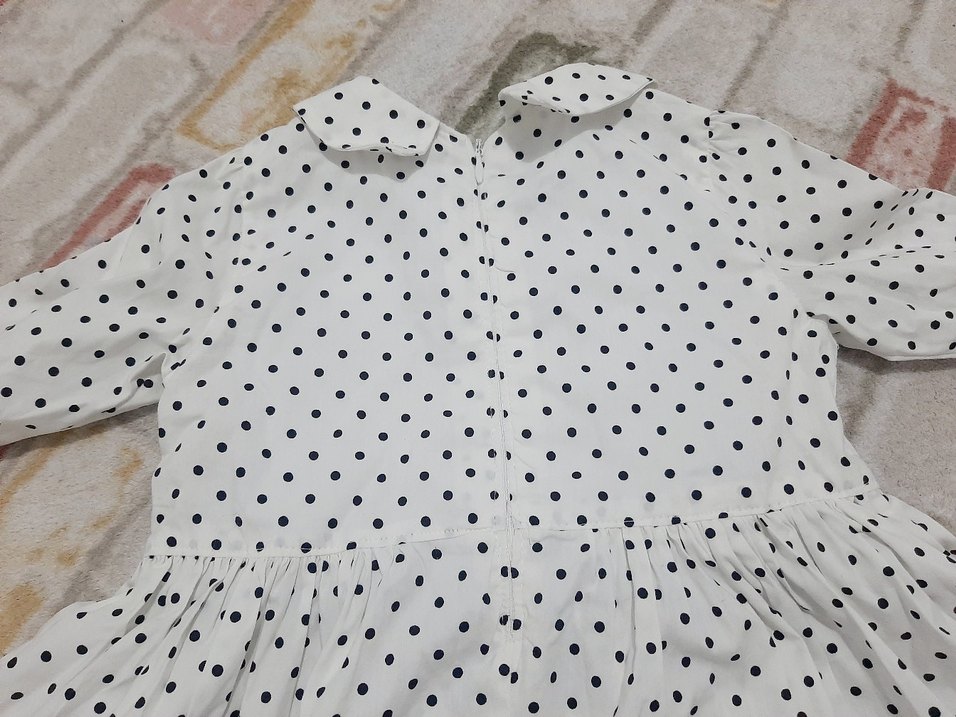 Puantiye Desenli Pamuklu Kız Elbisesi - Görsel 4