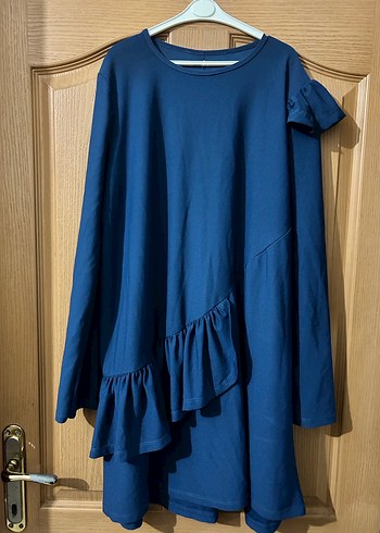 Uzun Kollu Mavi Salaş Tunik - Görsel 2