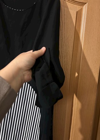 Siyah Uzun Kollu Drapeli tunik - Görsel 4