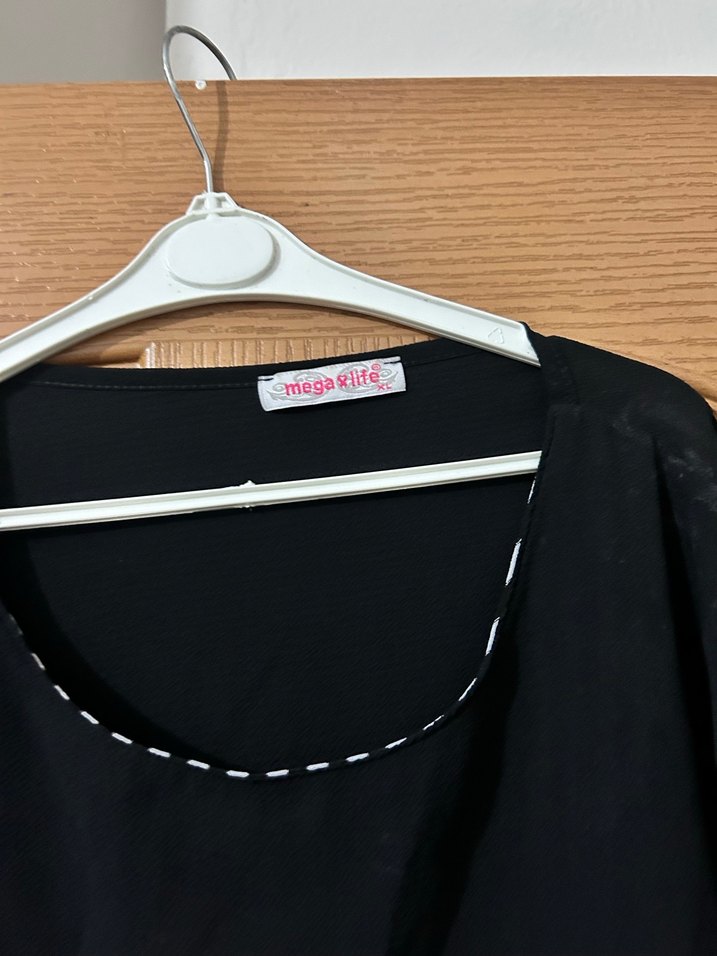 Siyah Uzun Kollu Drapeli tunik - Görsel 2