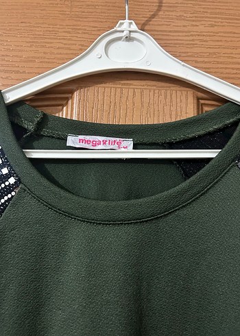 Uzun Kollu Yeşil Baskılı Salaş Tunik - Görsel 2