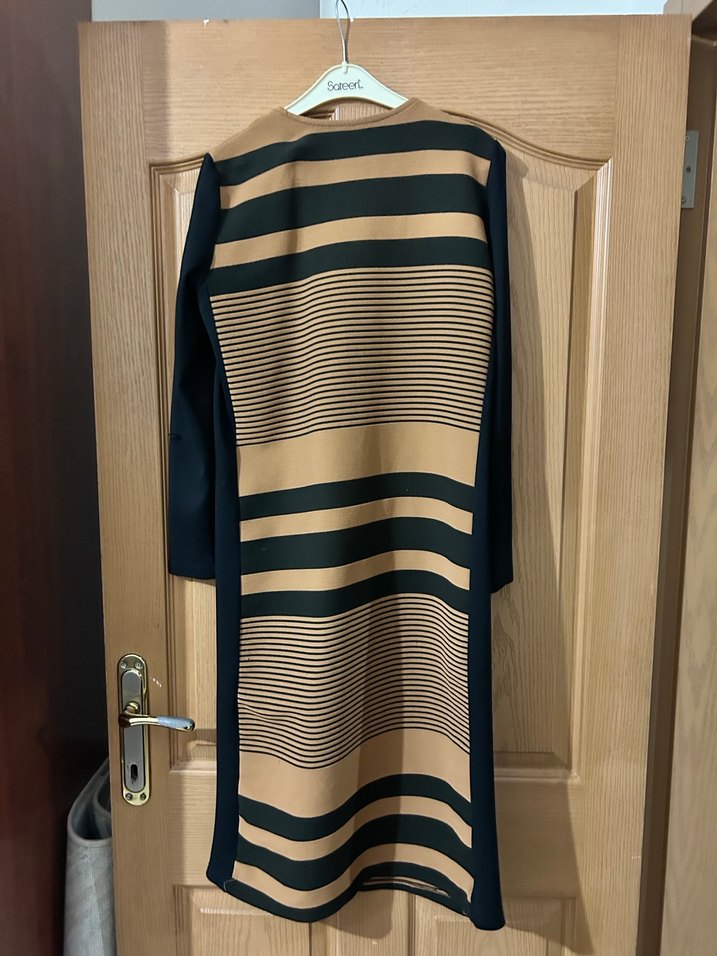 Uzun Kollu Çizgili Mevsimlik Ceket - Görsel 4