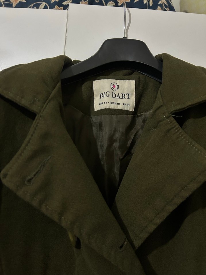 Düğmeli Khaki Midi Kadın Kaban - Görsel 2