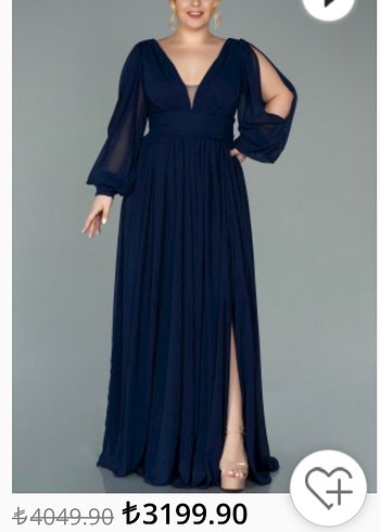 V Yaka Lacivert Kadın Abiye Elbise - Görsel 7