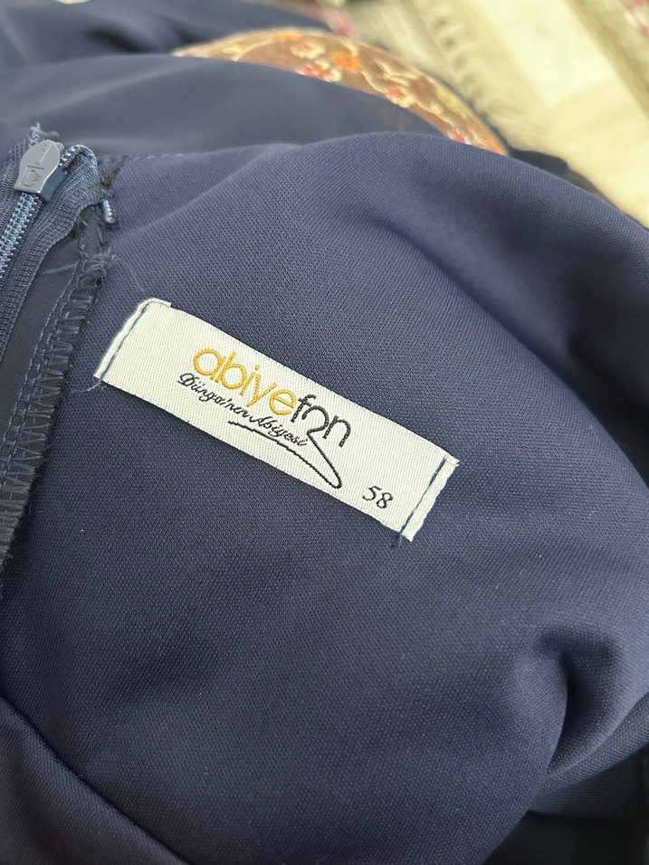 V Yaka Lacivert Kadın Abiye Elbise - Görsel 5