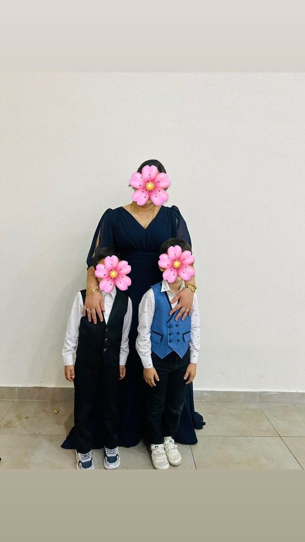 V Yaka Lacivert Kadın Abiye Elbise - Görsel 3