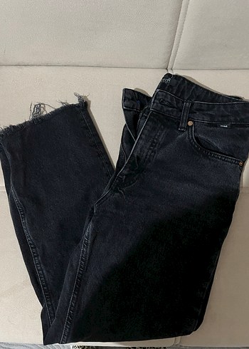Siyah straight Boy Kadın Denim Jean