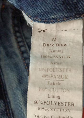 m Beden mavi Renk Nakışlı ve Düğmeli Mavi Mini Denim Şort