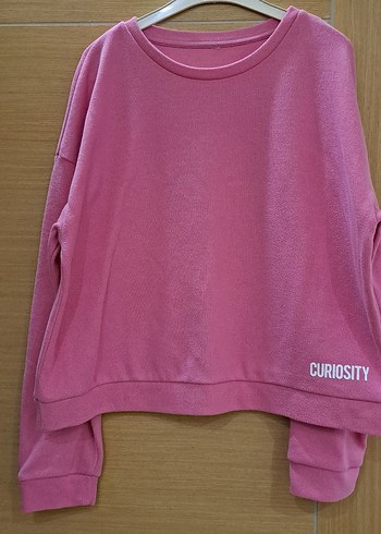 Pembe Kadın Sweatshirt Uzun Kollu Rahat Kesim