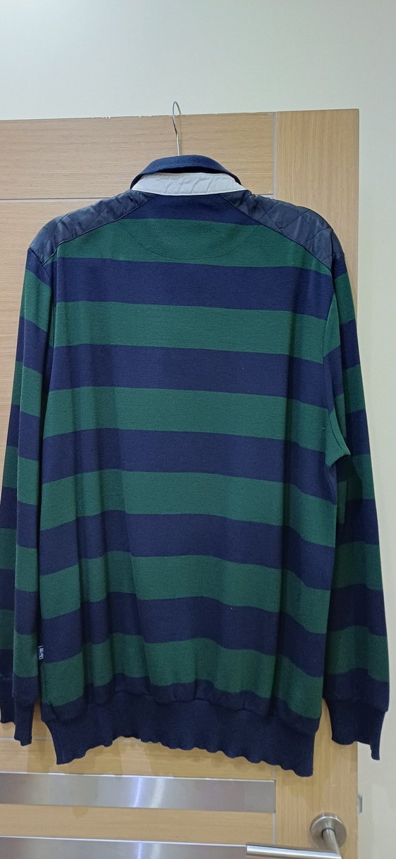 Erkek Yeşil Lacivert Uzun Kollu Polo Tişört - Görsel 2