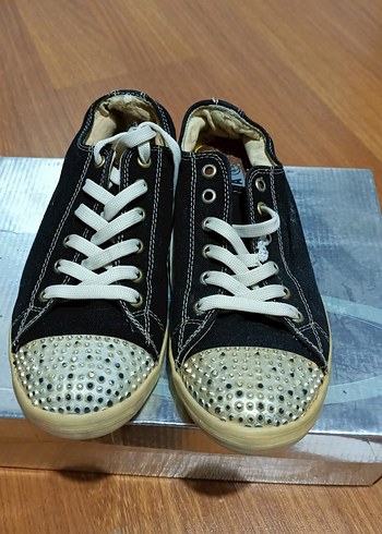Siyah Payetli Denim Kadın Sneakers