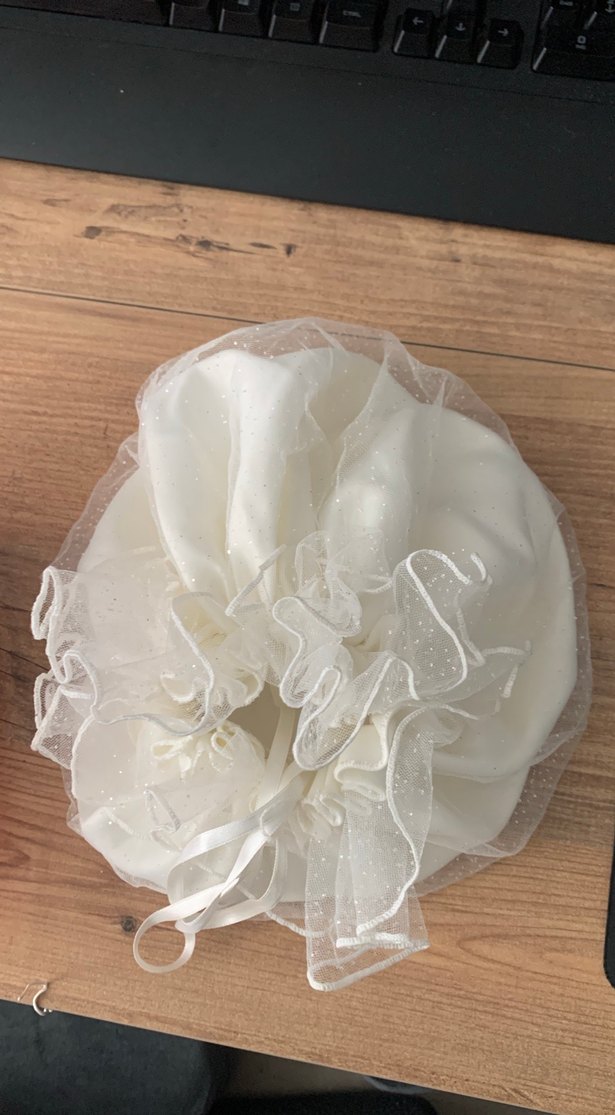 Beyaz Fırfırlı Parıltılı Gelin Çantası - Görsel 3