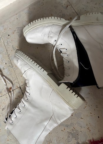 Kadın Beyaz Deri postal Bot - Görsel 3