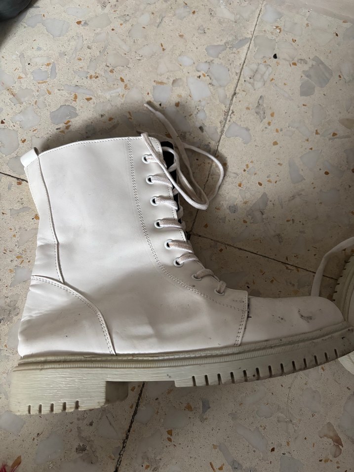 Kadın Beyaz Deri postal Bot - Görsel 5