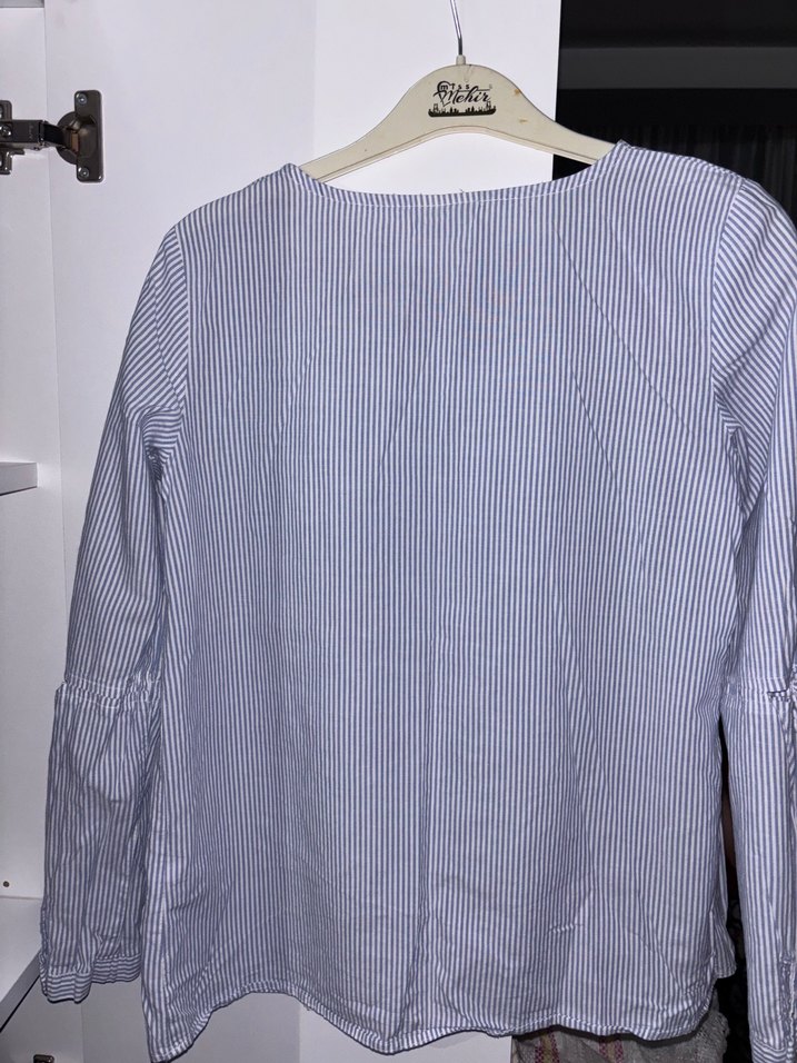 Nakışlı, Düğmeli, Uzun Kollu Kadın Gömlek - Görsel 3