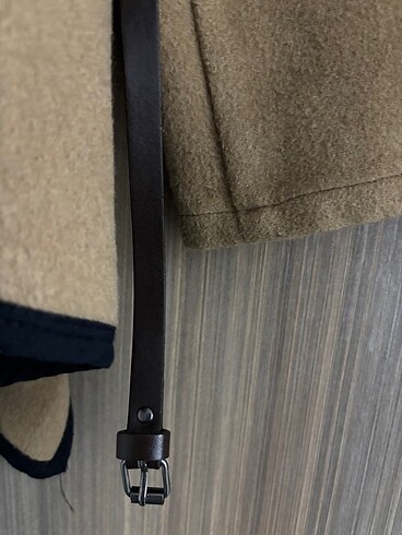 Kadın kruvaze kemerli kaşe ceket - Görsel 5