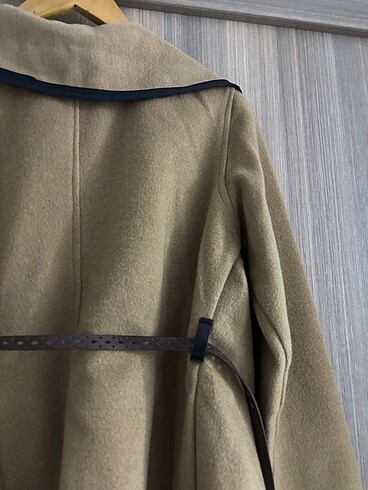 Kadın kruvaze kemerli kaşe ceket - Görsel 8