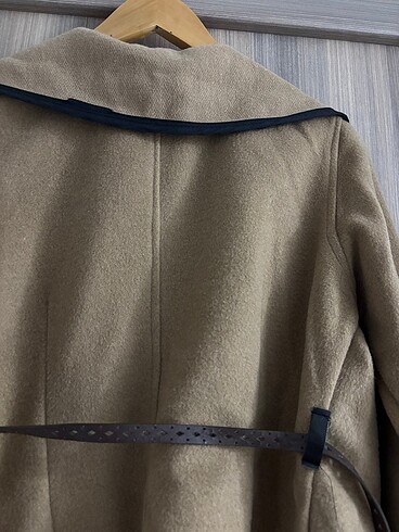 Kadın kruvaze kemerli kaşe ceket - Görsel 7