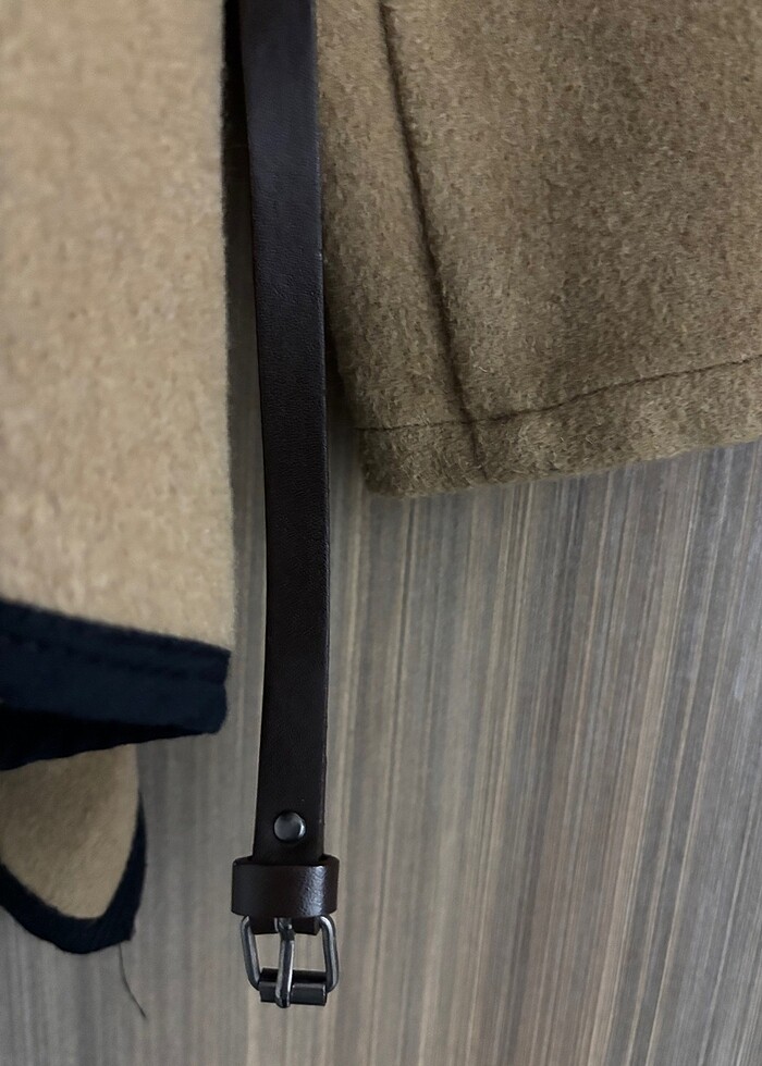 Kadın kruvaze kemerli kaşe ceket - Görsel 5