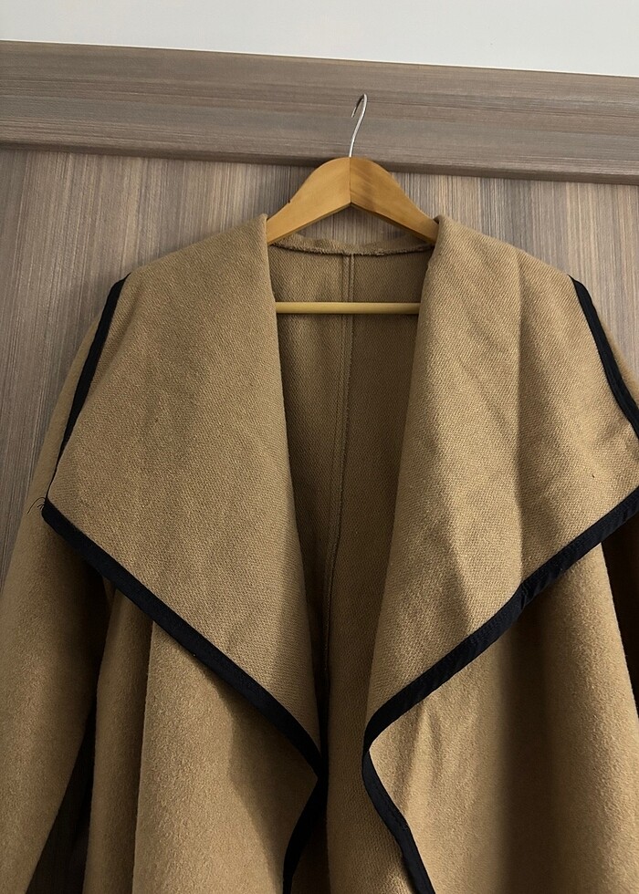 Kadın kruvaze kemerli kaşe ceket - Görsel 3