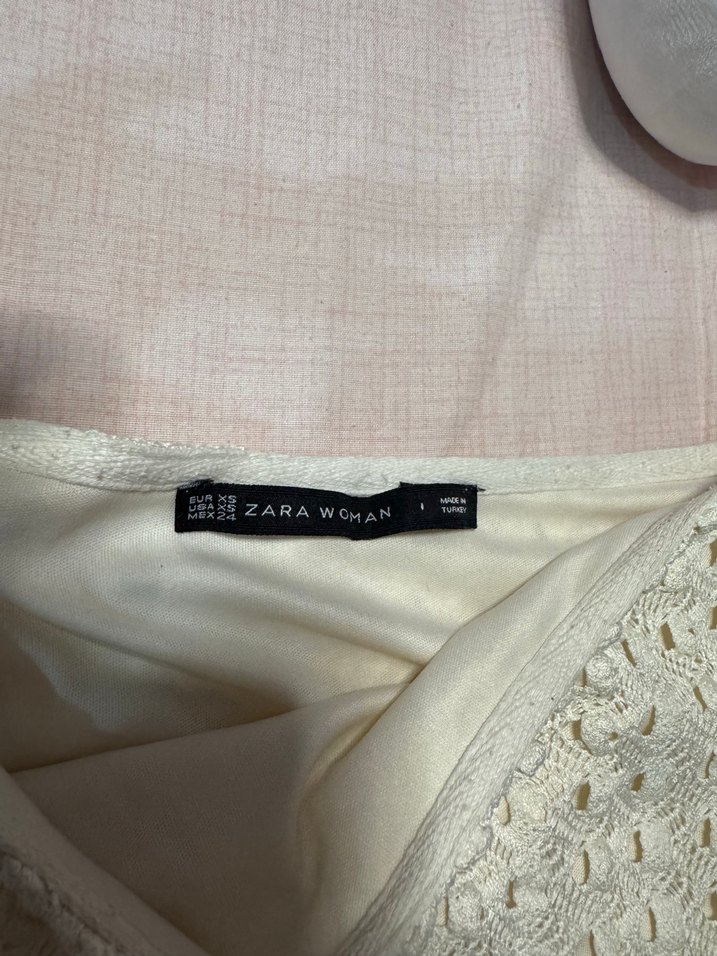 Zara Dantel Detaylı Beyaz Mini Etej - Görsel 3