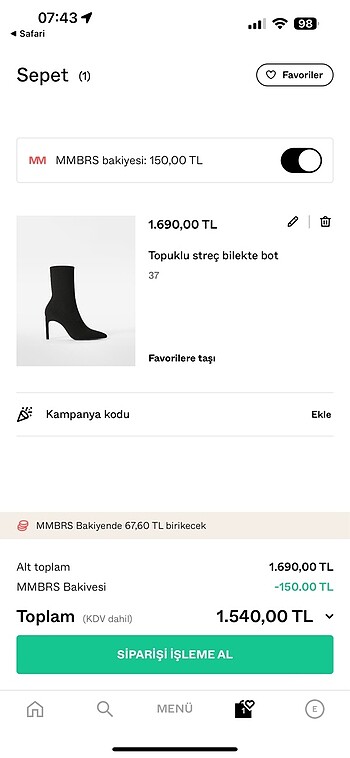 37 Beden bershka ince topuklu bot