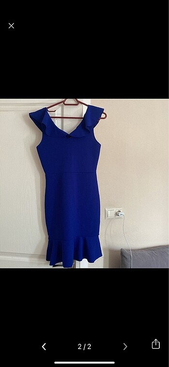 Saks mavisi mini elbise